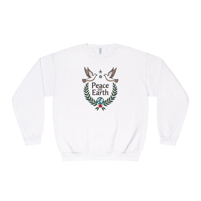 Peace on Earth Crewneck Sweatshirt — Holiday Dove & Laurel Graphic