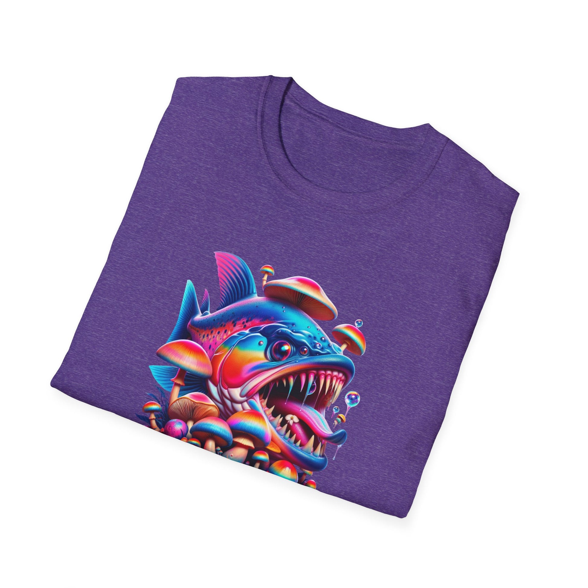 Piranha with Shrooms, Unisex Softstyle T-Shirt - Psychonaut Swag