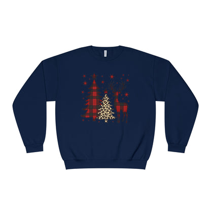 Christmas Buffalo Plaid Trees & Reindeer Crewneck Sweatshirt