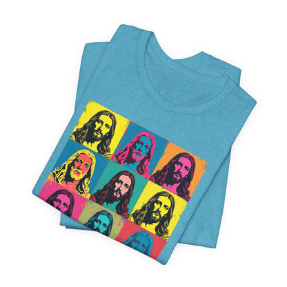 Jesus, Pop Art T-Shirt — Retro Colorful Nine-Panel Graphic Tee
