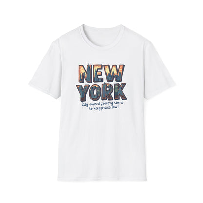 New York Vintage Cityscape T-Shirt — City-Owned Grocery Stores Retro Graphic Tee