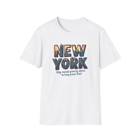 New York Vintage Cityscape T-Shirt — City-Owned Grocery Stores Retro Graphic Tee