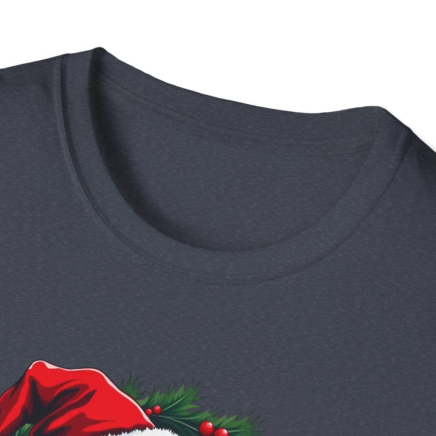 Christmas Wreath Bass Fishing T-Shirt — Santa Hat Fish Holiday Tee