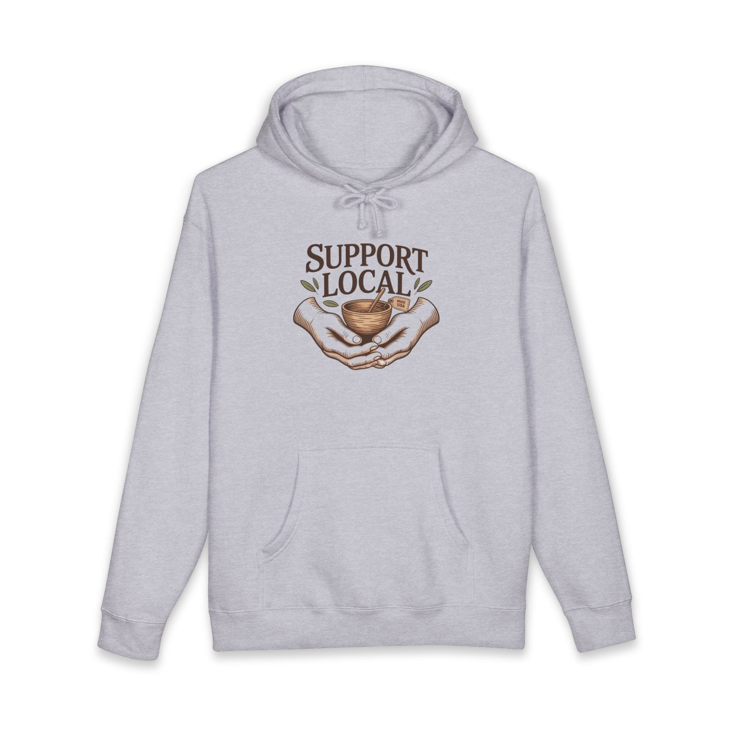 Support Local Hoodie — Vintage Hands & Heart Graphic Hooded Sweatshirt