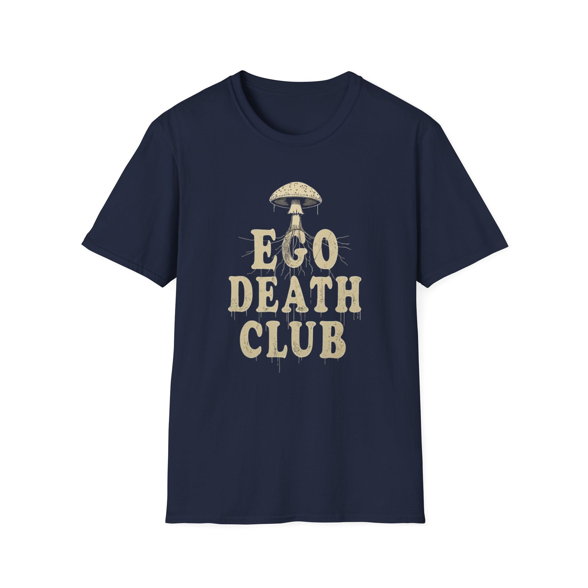 Ego Death Club Mushroom, T-Shirt, Unisex Softstyle Tee, Casual Wear, Gift for Friends, Unique Graphic Shirt - Psychonaut Swag