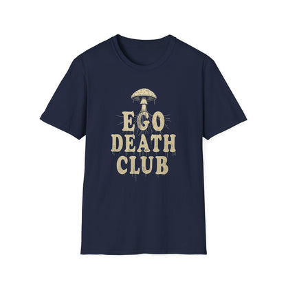 Ego Death Club Mushroom, T-Shirt, Unisex Softstyle Tee, Casual Wear, Gift for Friends, Unique Graphic Shirt - Psychonaut Swag