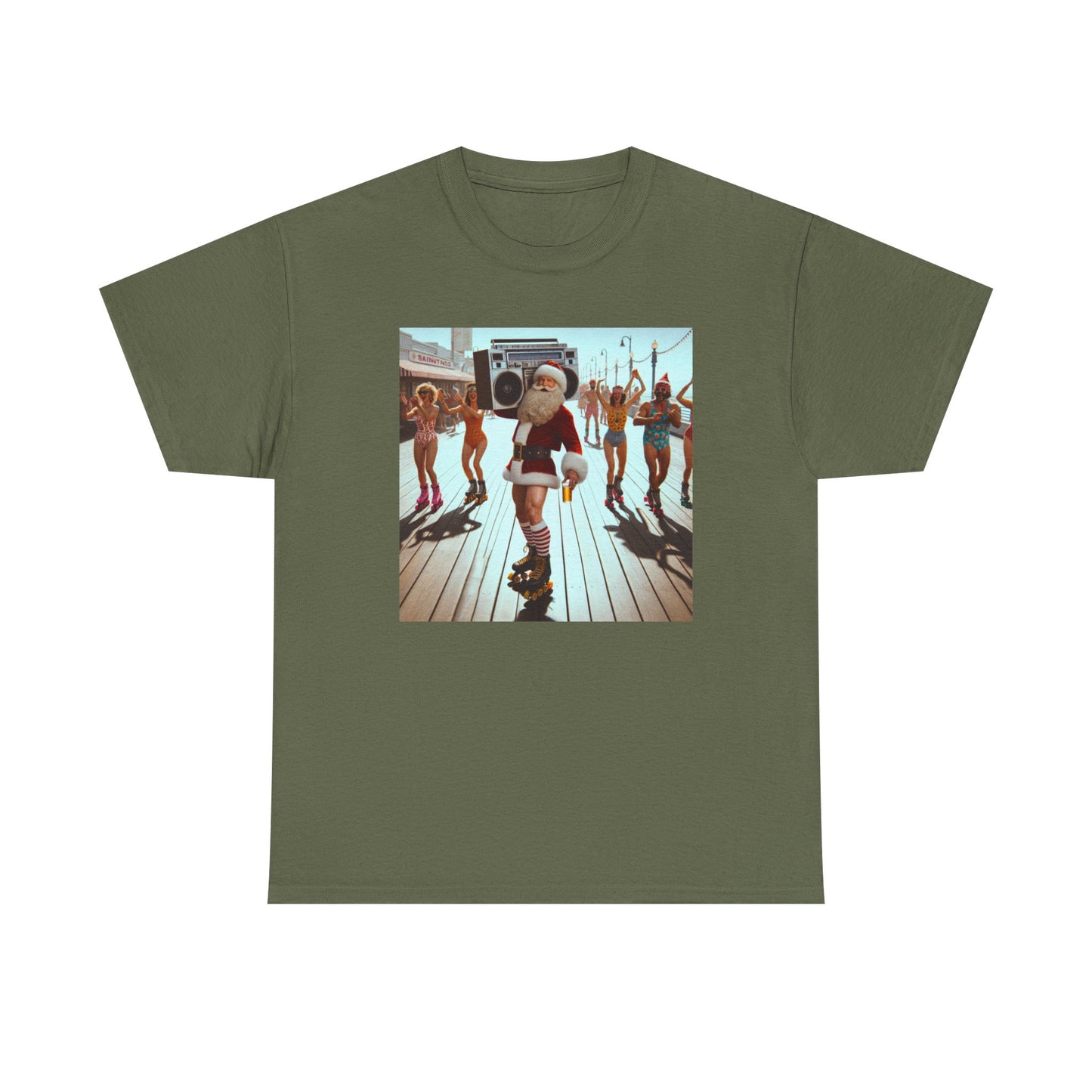 Santa Boombox Retro Christmas Tee — Holiday Dance Party T-Shirt