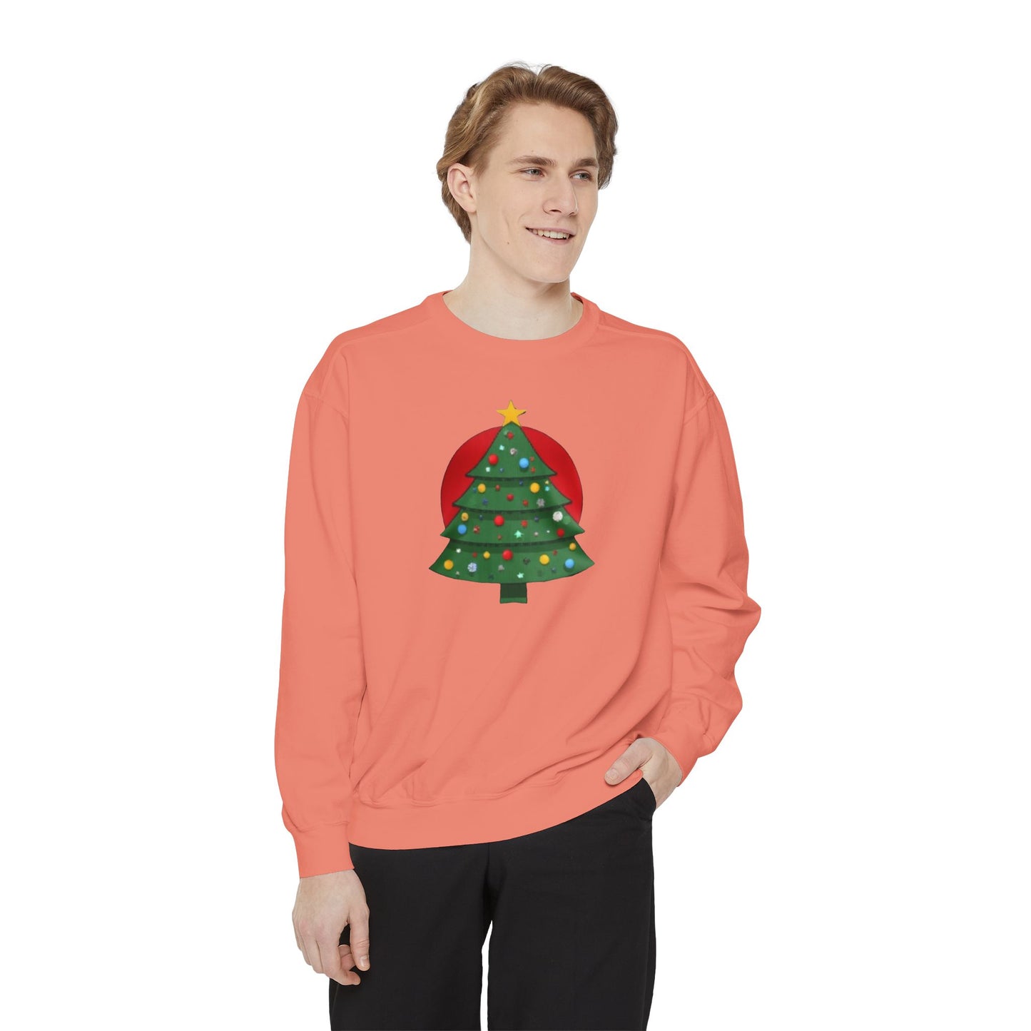 Christmas Tree Sweater, Unisex Garment-Dyed Sweatshirt