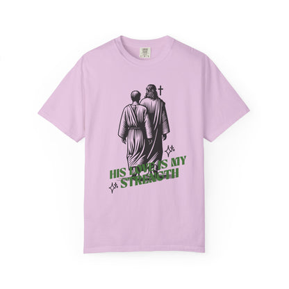 Christian T-Shirt — "His Love Is My Strength" Graphic Tee