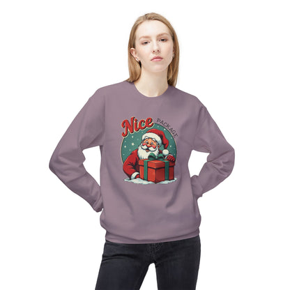 Nice Package Santa Crewneck Sweatshirt — Retro Christmas Gift Pullover