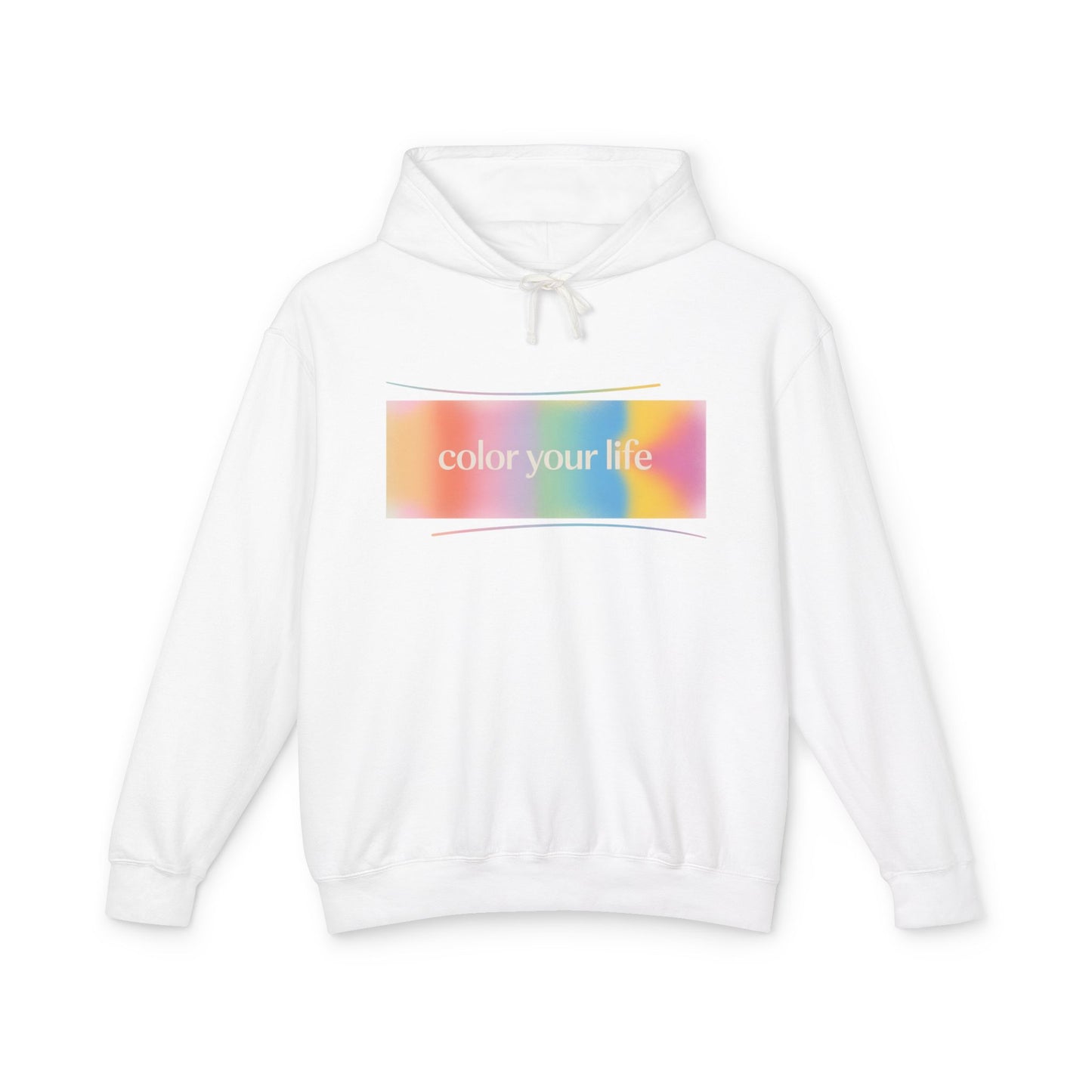 Color Your Life Hoodie — Pastel Rainbow Graphic Hooded Sweatshirt
