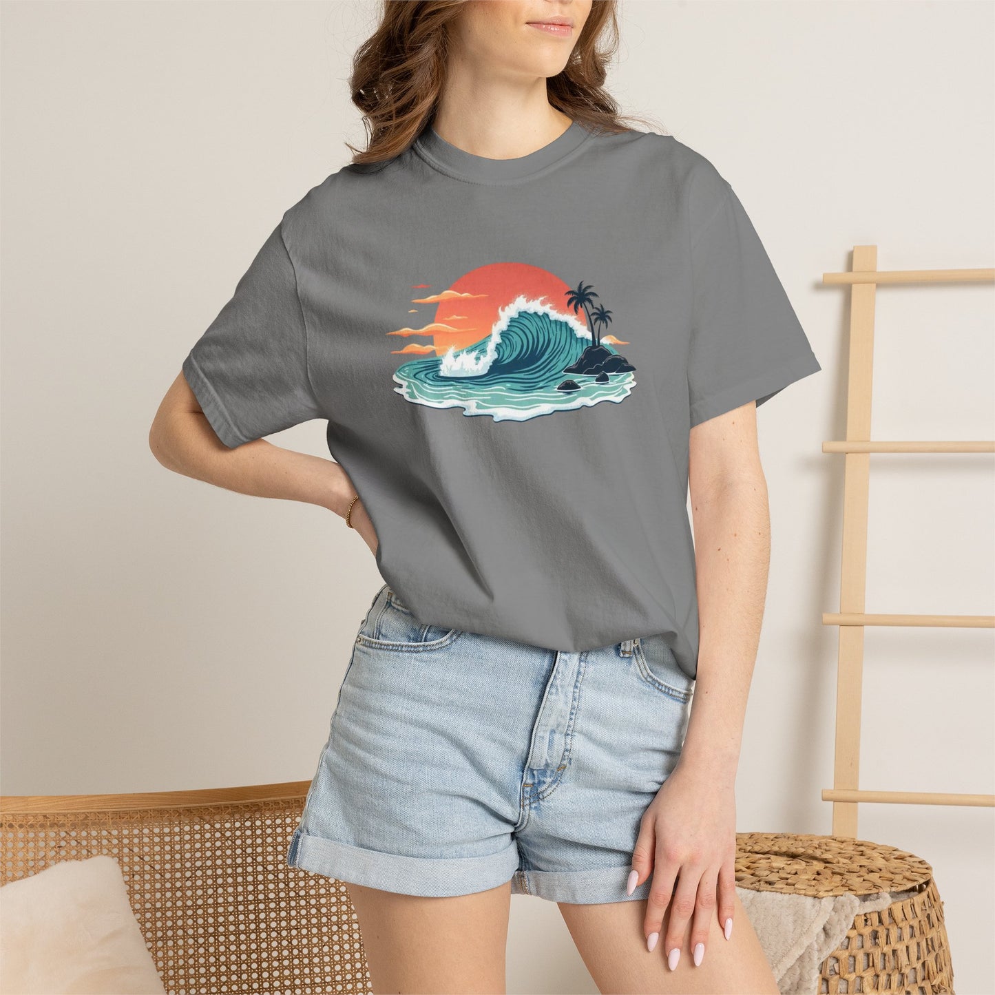 Sunset Surf Graphic T-Shirt — Tropical Wave Island Tee