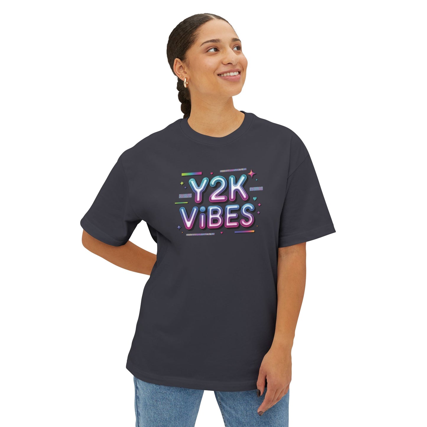 Y2K Vibes Tee - Retro 2000s Graphic Boxy T-Shirt