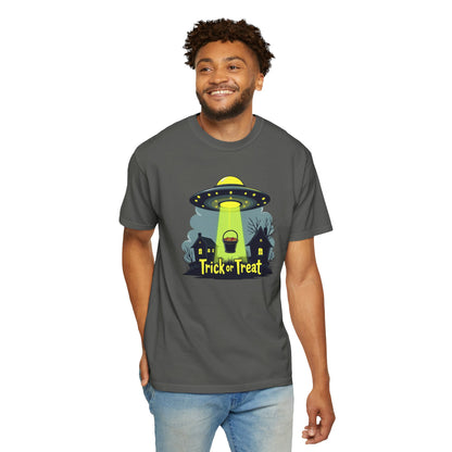 Halloween UFO Trick or Treat T-Shirt — Alien Abduction Spooky Tee