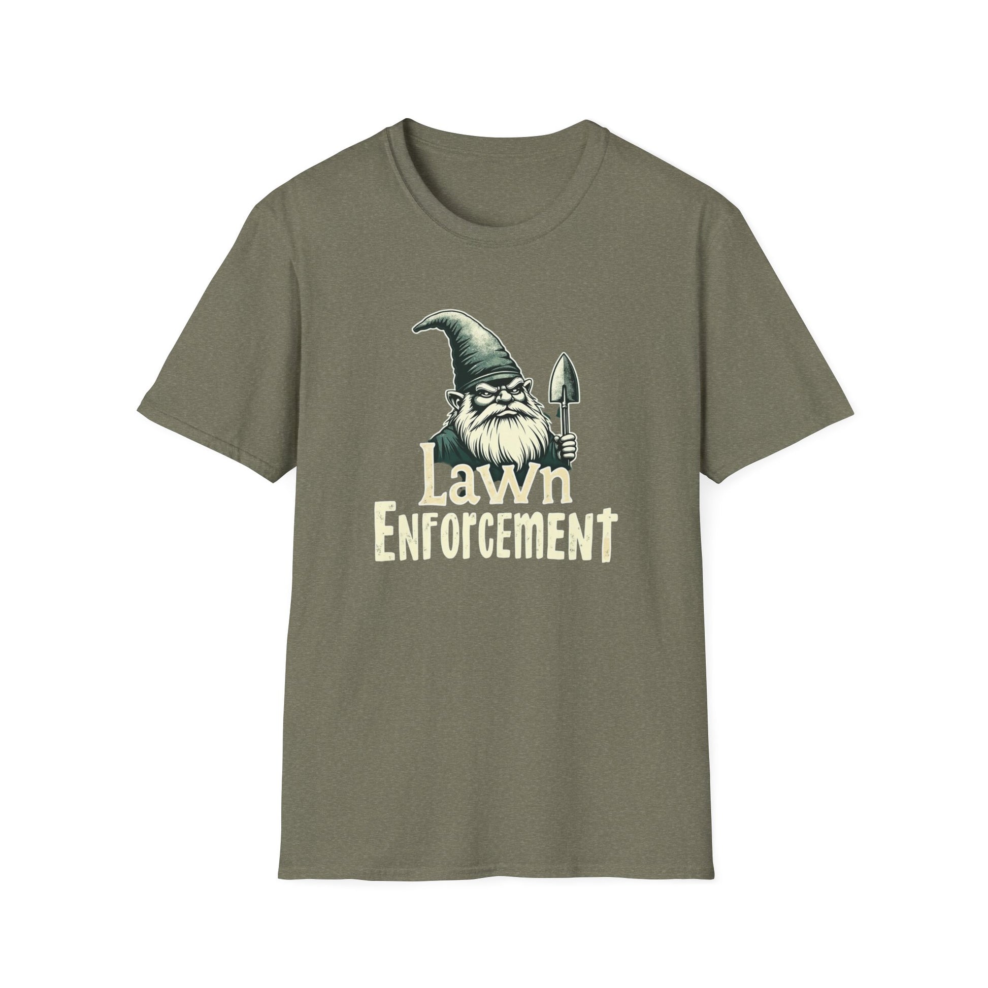 Whimsical Gnome Lawn Enforcement Unisex T-Shirt, Funny Gift for Men, Unique Humor Tee, Cozy Casual Wear, Perfect for Birthdays & Celebrations - Psychonaut Swag