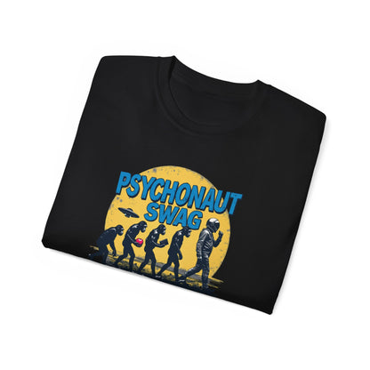 Psychonaut Evolution of Man Sunset, Unisex Tee, Retro Graphic T-Shirt, Music Festival Attire, Gift for Gamers, Casual Streetwear
