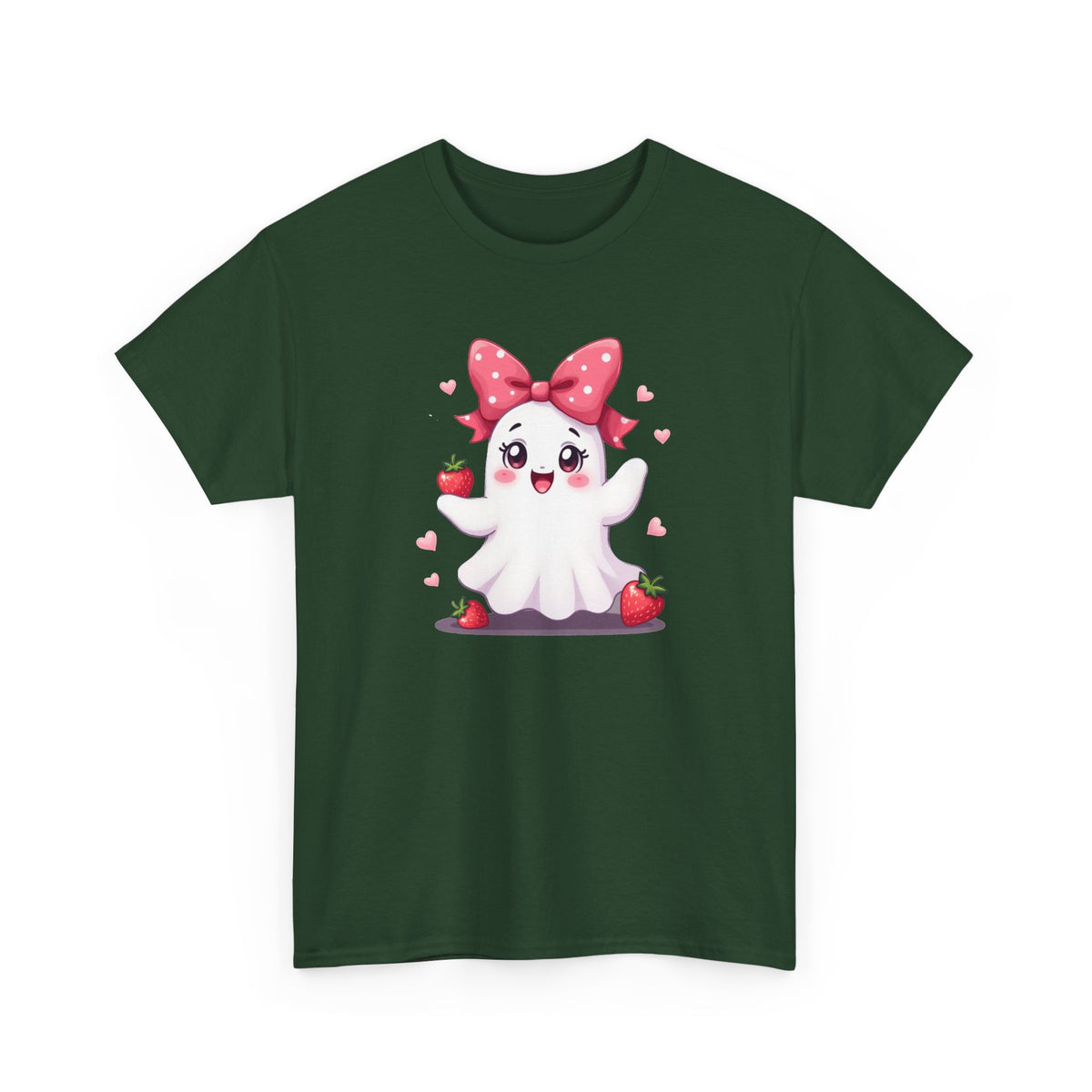Cute Ghost Strawberry Unisex Tee, Perfect for Halloween, Gift, Casual Wear, Festival Shirt, Summer Vibes, Kawaii Apparel
