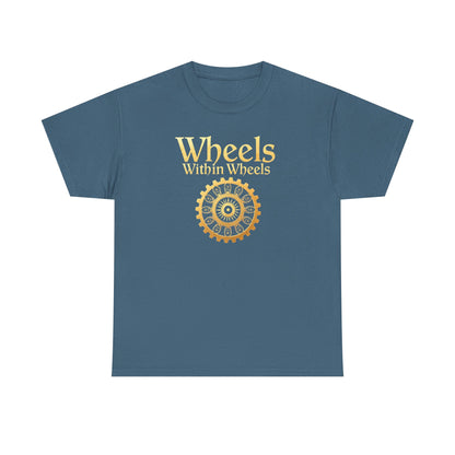 Wheels within wheels, Unisex Heavy Cotton Tee, Casual Wear, Gift for Cyclists, Graphic T-Shirt, Birthday Gift, Summer Style - Psychonaut Swag