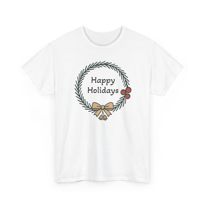 Happy Holiday Wreath, Unisex Heavy Cotton Tee
