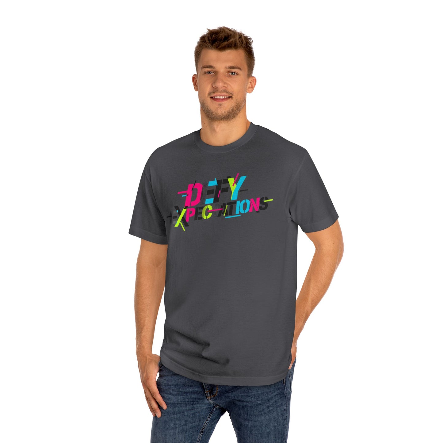 Defy Expectations Tee — Bold Retro Graphic T-Shirt