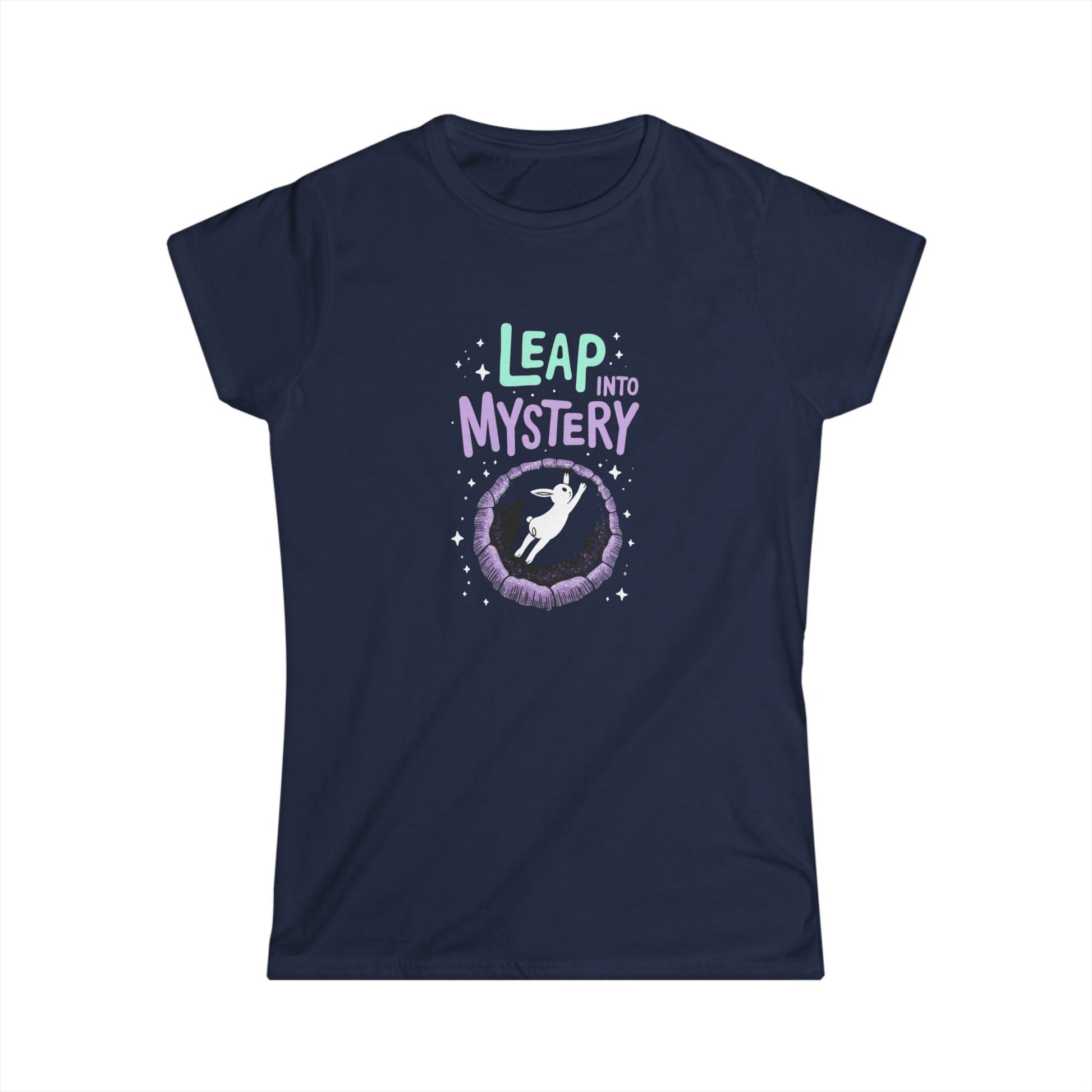 White Rabbit, Rabbit Hole, Women's Mystical Adventure Tee, Graphic T-Shirt for Dreamers, Leap into Mystery, Birthday Gift, Inspirational Art Shirt - Psychonaut Swag