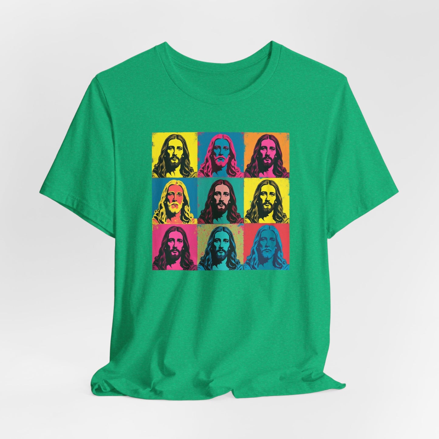 Jesus, Pop Art T-Shirt — Retro Colorful Nine-Panel Graphic Tee