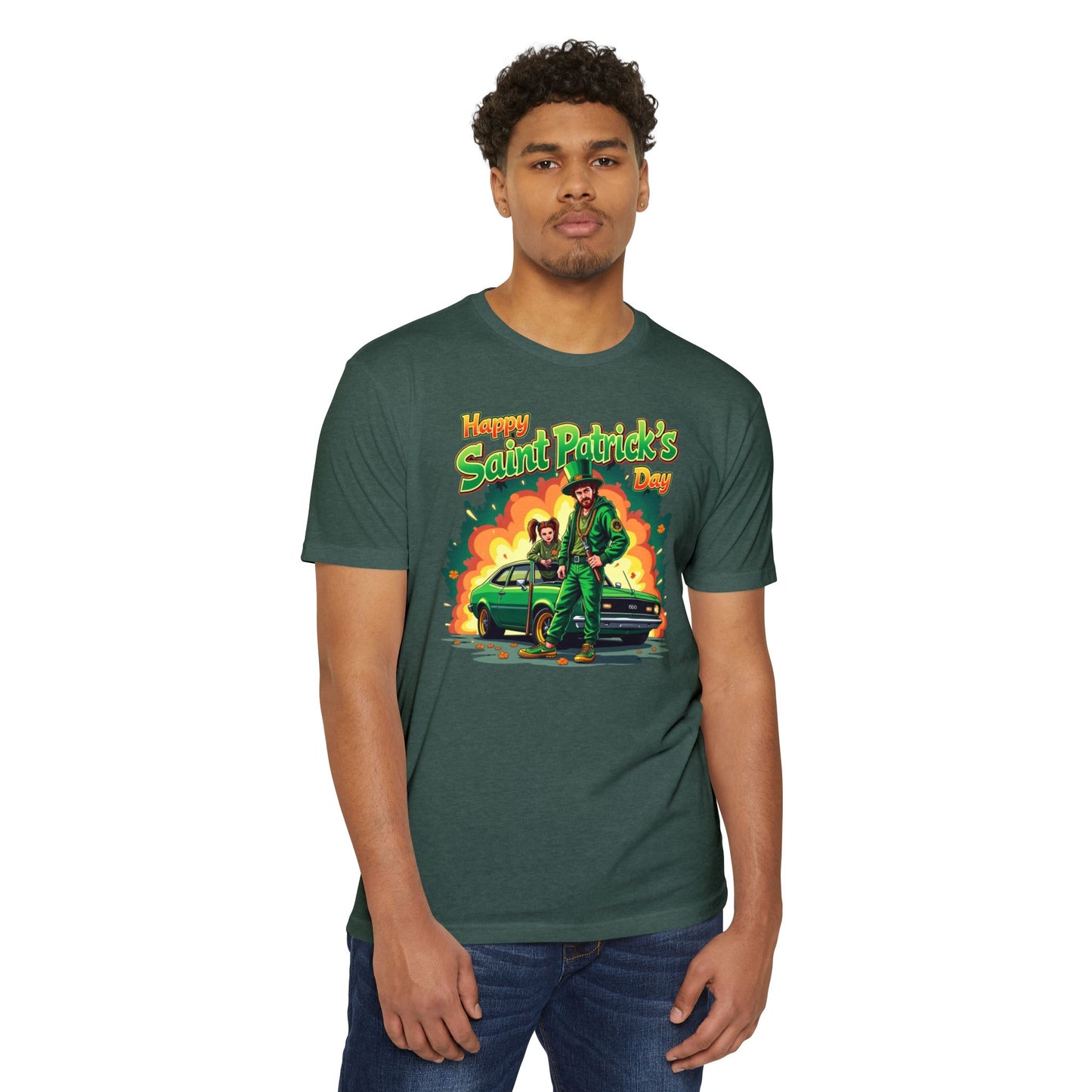 Saint Patrick's Day T-Shirt — "Happy Saint Patrick's Day" Retro Leprechaun Design