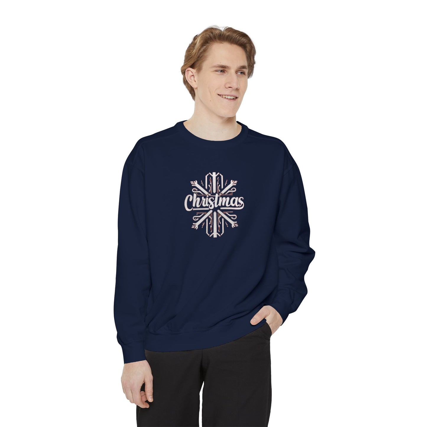 Christmas Snowflake, Unisex Garment-Dyed Sweatshirt