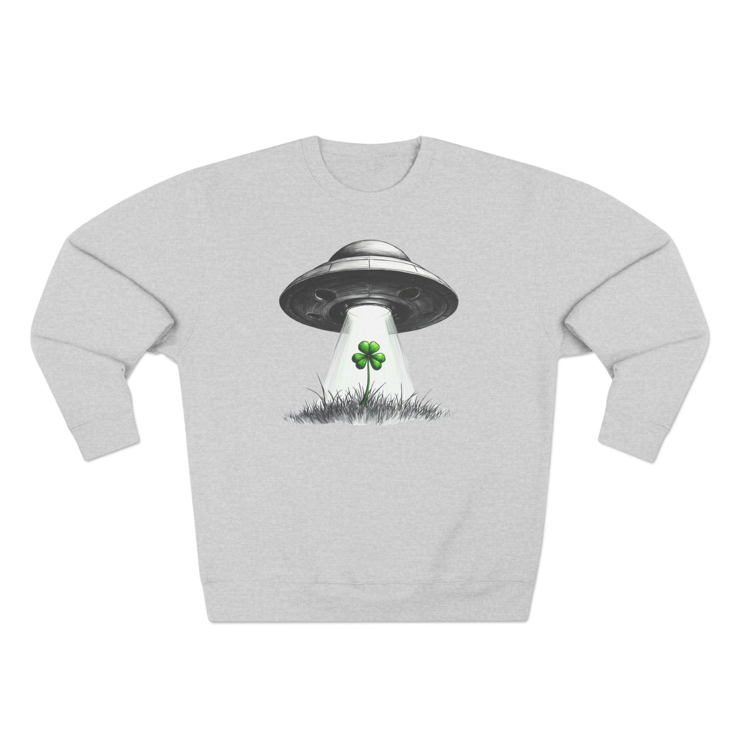 St. Patrick’s UFO Clover Sweatshirt — Alien Abduction Shamrock Crewneck