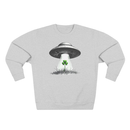 St. Patrick’s UFO Clover Sweatshirt — Alien Abduction Shamrock Crewneck