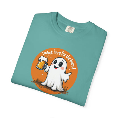 Halloween Ghost Beer T-Shirt — "I’m Just Here for the Boos" Cute Spooky Tee