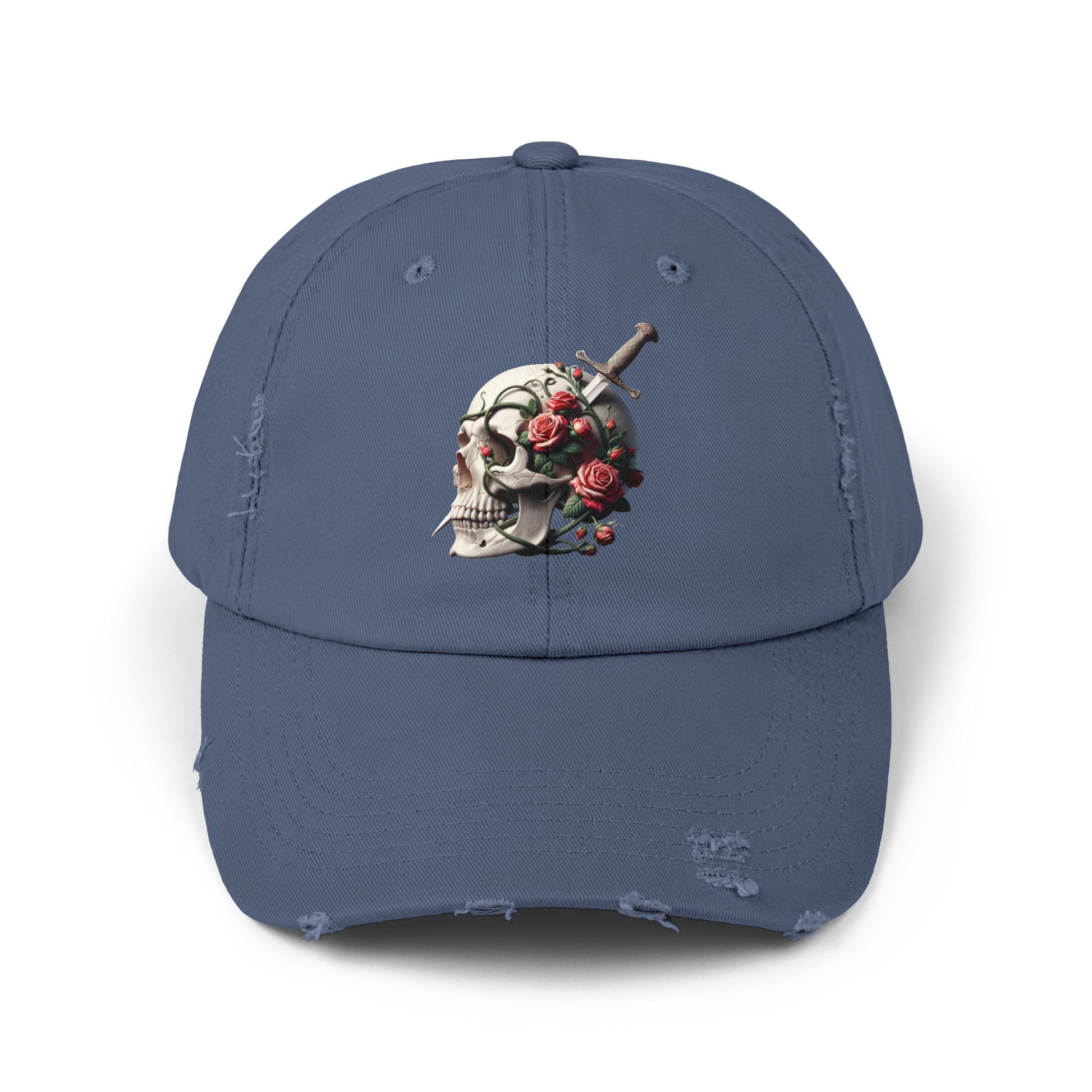 Skull rose, Unisex Distressed Cap - Psychonaut Swag