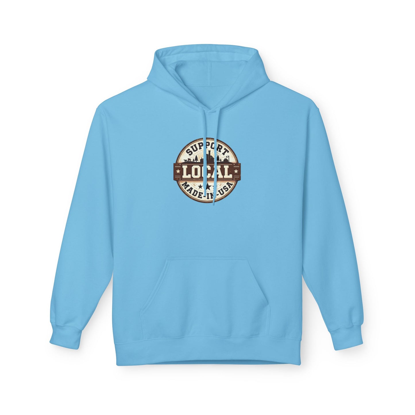 Support Local Hoodie — “Support Local Made in USA” Vintage Badge Pullover