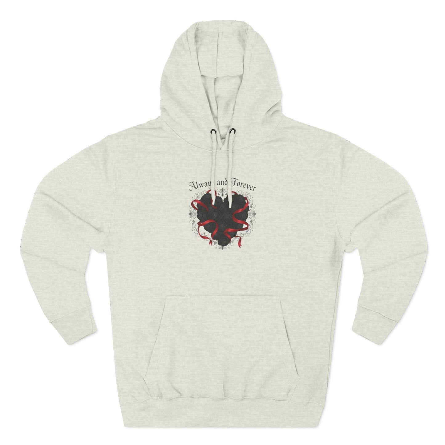 Rose Heart Hoodie — "Always and Forever" Gothic Floral Fleece Pullover