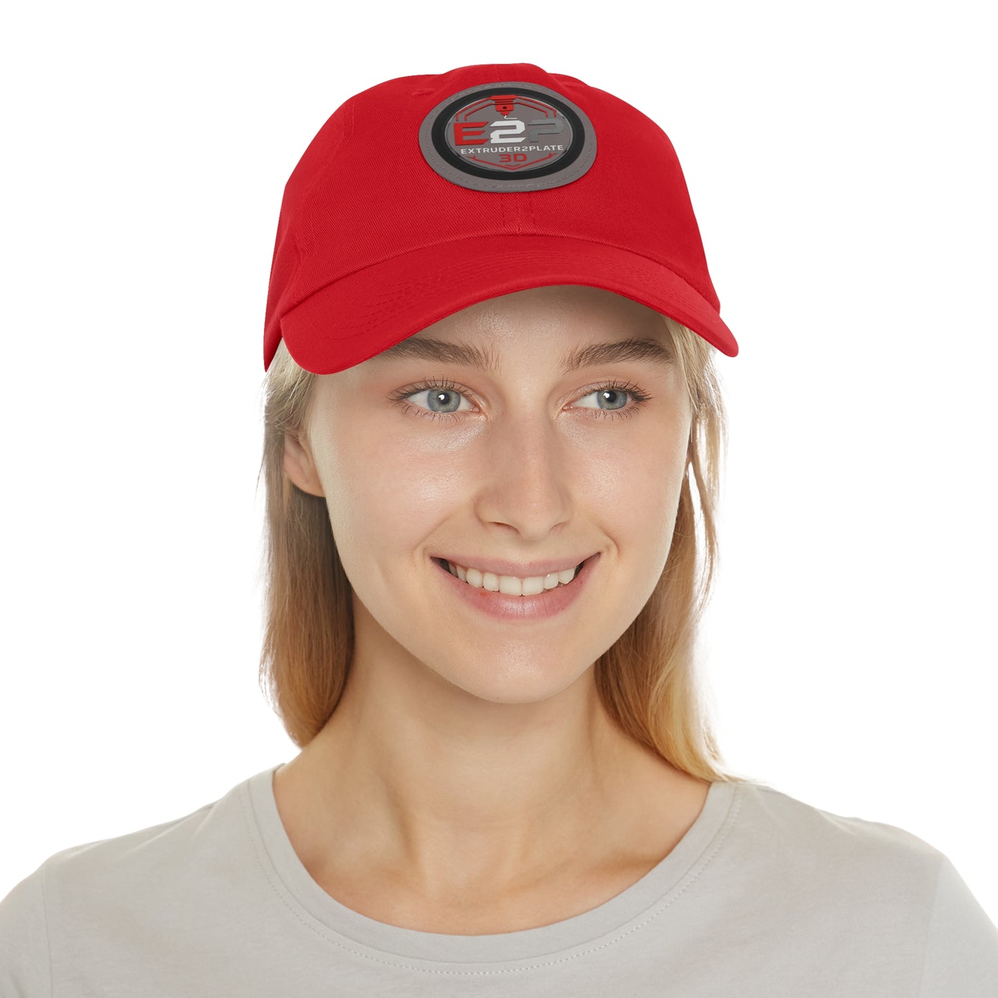 Extruder2Plate, Dad Hat with Leather Patch (Round)