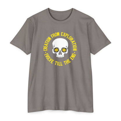 Skull Exploration T-Shirt | Unisex Tee for Adventurers, Fun Graphic Tee, Unique Gift for Explorers, Perfect for Casual Days, Evolution Theme