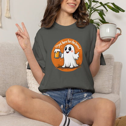 Halloween Ghost Beer T-Shirt — "I’m Just Here for the Boos" Cute Spooky Tee