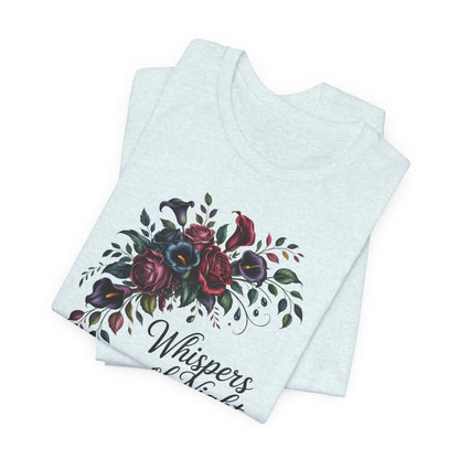 Whispers of Night Floral Tee — Dark Rose Bouquet Graphic T-Shirt