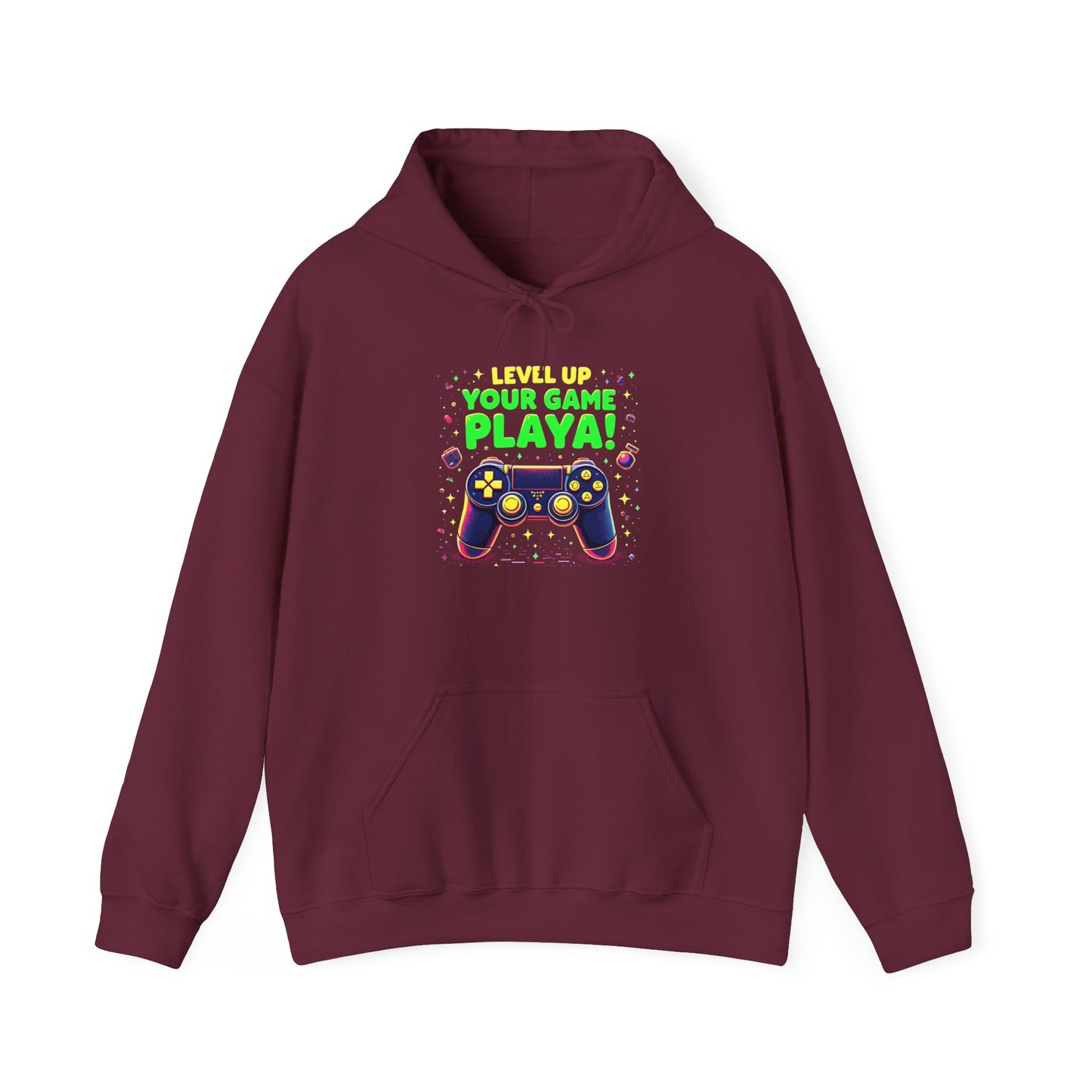 Gamer Hoodie - "Level Up Your Game Playa" Retro Controller Graphic