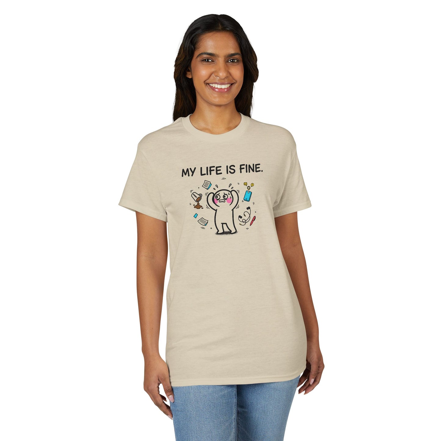 My Life Is Fine T-Shirt — Funny Cartoon Bear Graphic Tee