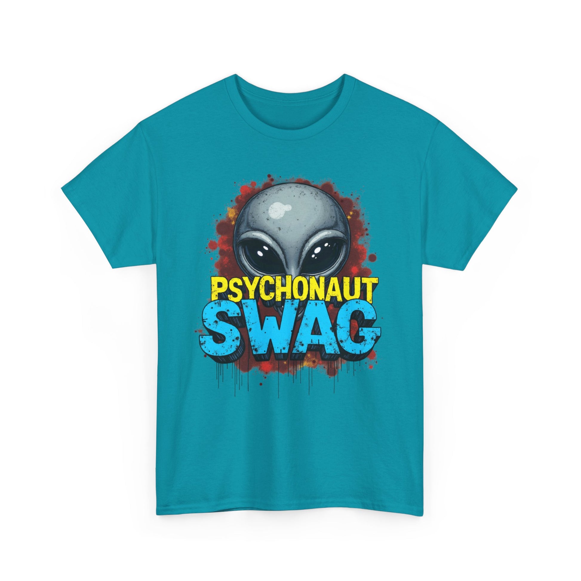 Hidden Alien, Psychonaut Swag, Staple Tee, Unisex Heavy Cotton Tee - Psychedelic Alien Swag Tee, Fun Graphic Tee, Perfect for Festivals, Casual Wear, Gift for Space Lovers - Psychonaut Swag