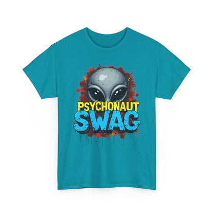Hidden Alien, Psychonaut Swag, Staple Tee, Unisex Heavy Cotton Tee - Psychedelic Alien Swag Tee, Fun Graphic Tee, Perfect for Festivals, Casual Wear, Gift for Space Lovers - Psychonaut Swag