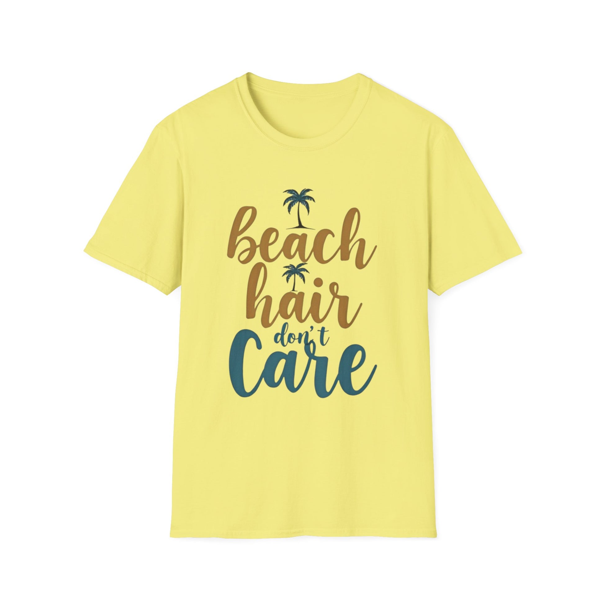 Beach Hair Don't Care Unisex T-Shirt, Summer Vibe Tee, Casual Beachwear, Gift for Beach Lovers, Vacation Attire - Psychonaut Swag