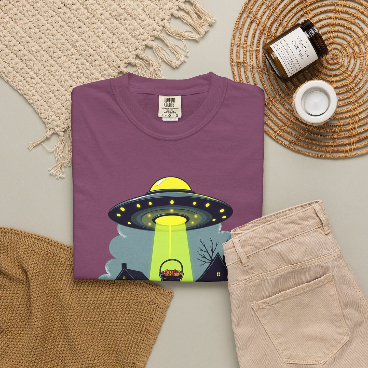 Halloween UFO Trick or Treat T-Shirt — Alien Abduction Spooky Tee