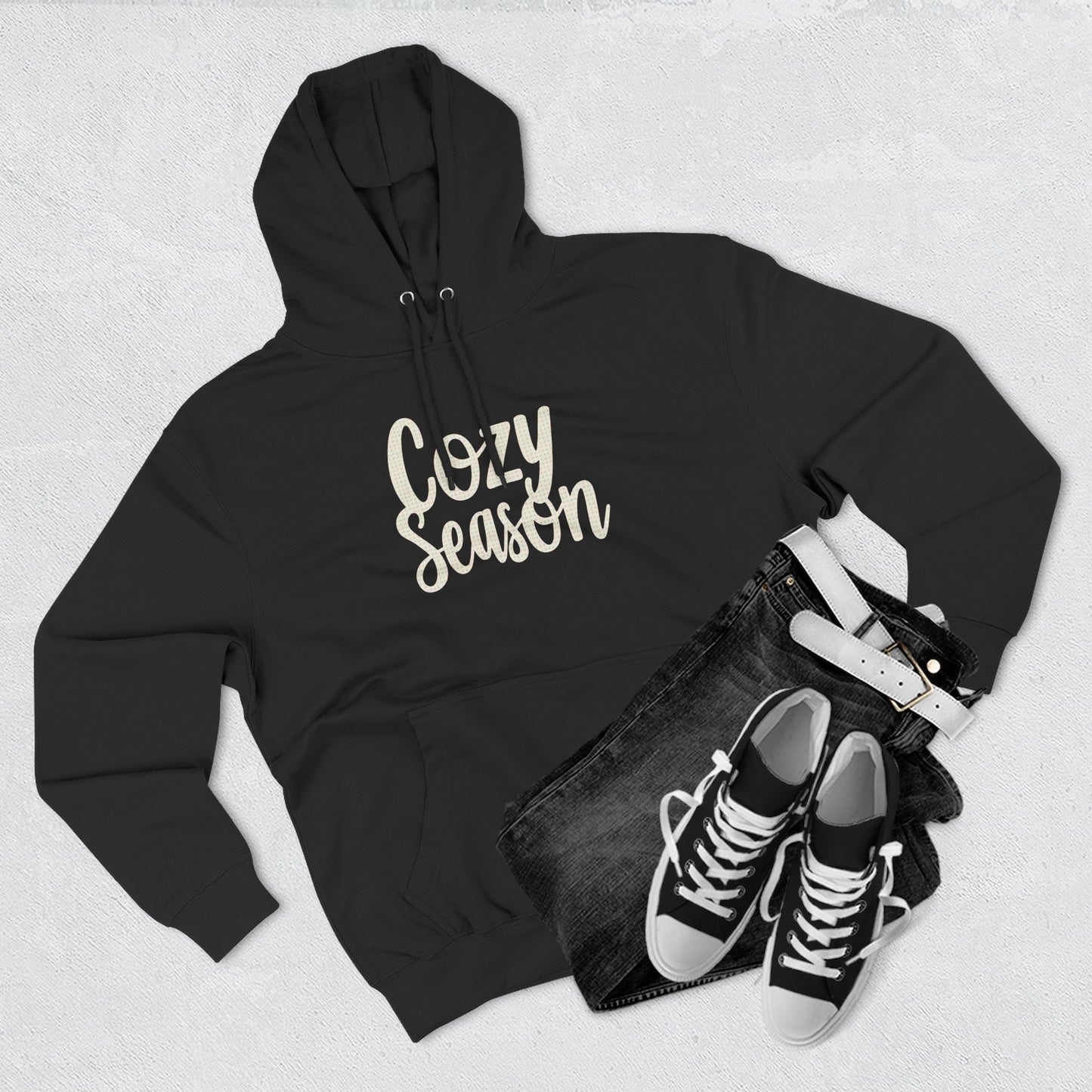 Cozy Season Hoodie — Soft Fleece Pullover with Script Graphic