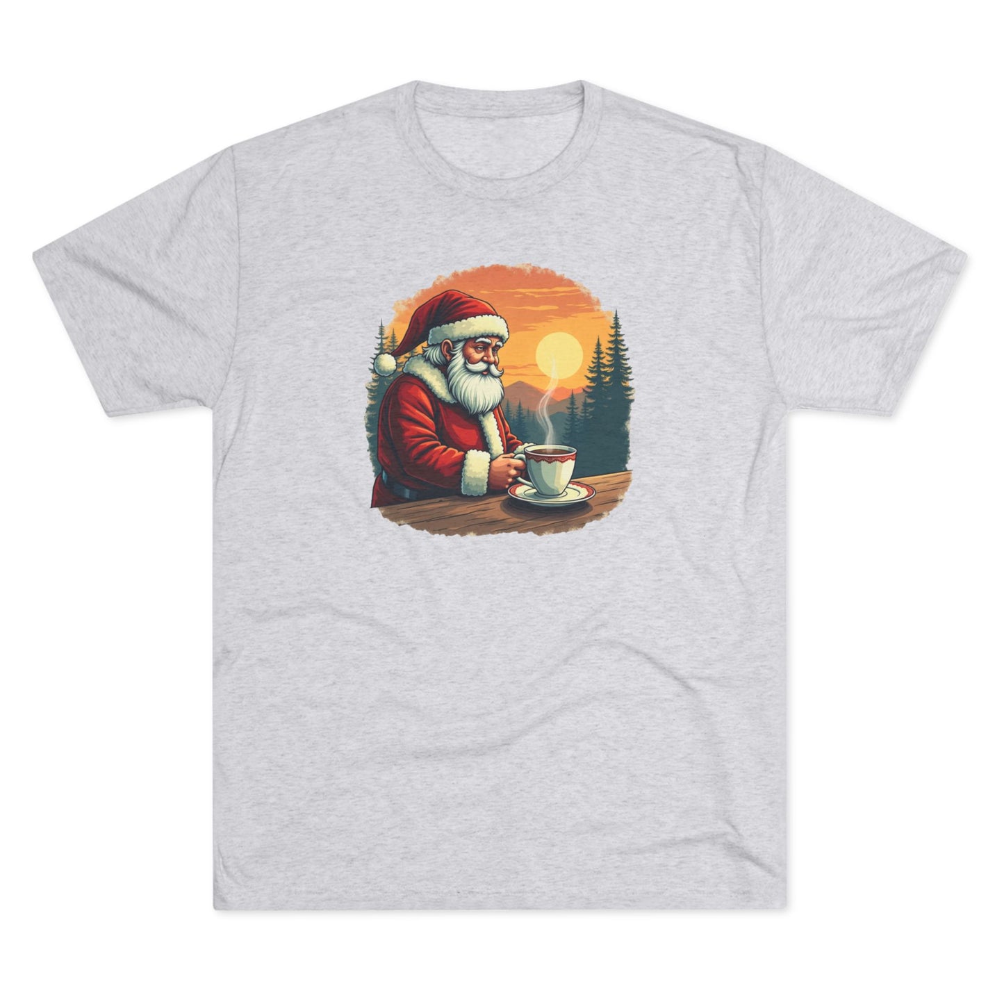 Santa Coffee Tee — Vintage Holiday Santa Drinking Coffee T-Shirt