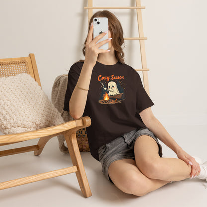 Cozy Season Tee — Cute Ghost Campfire Halloween T-Shirt