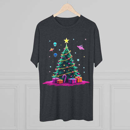 Alien visitors Christmas tree, Unisex Tri-Blend Crew Tee