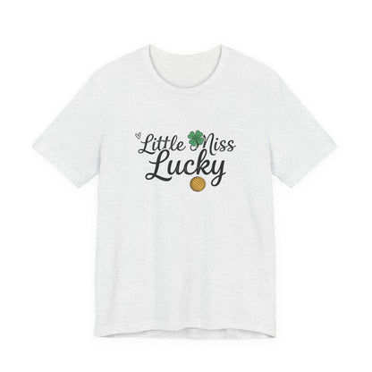 Little Miss Lucky T-Shirt — St. Patrick’s Day Girls’ Tee with Shamrock & Gold Coin