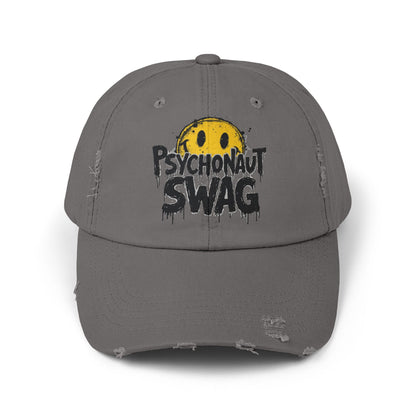 Psycho Unisex Distressed Cap, Cool Casual Hat, Streetwear Accessory, Gift for Trendsetters, Festival Gear, Summer Vibes - Psychonaut Swag